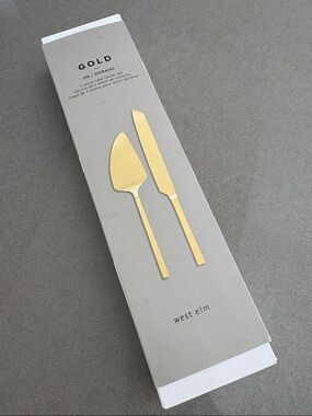 West Elm Gold Cake / Dessert Server and Knife Set